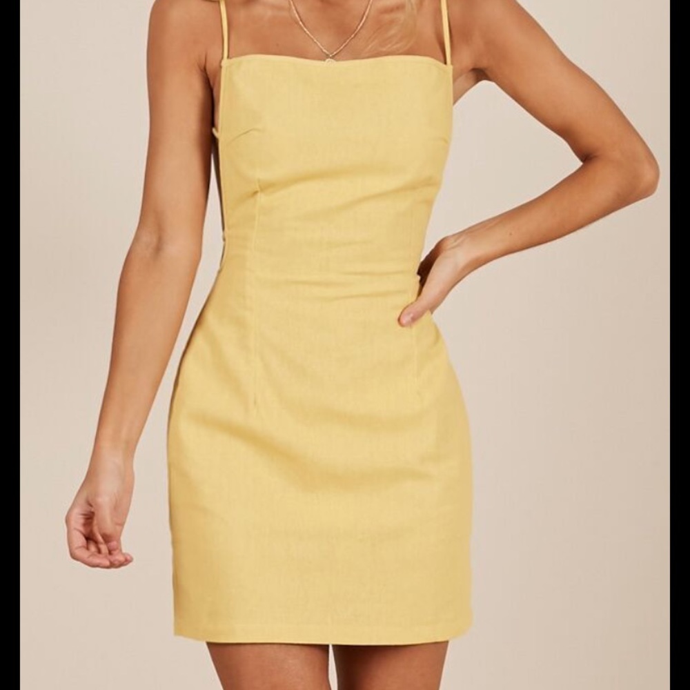 Showpo Linen Dress in Lemon